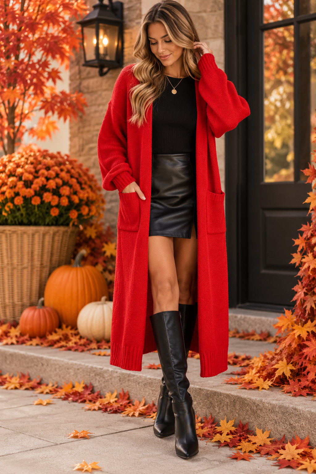 Crimson Nights Knit Duster