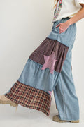 Easel Vintage Patch Chambray Pants