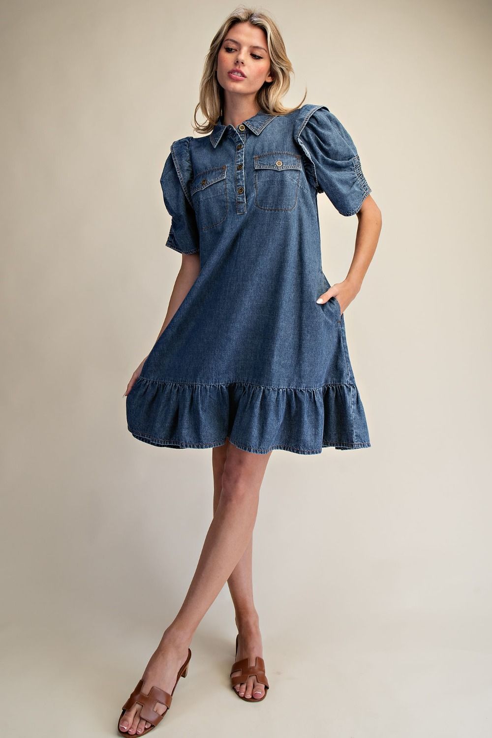 Easel Uptown Denim Dress