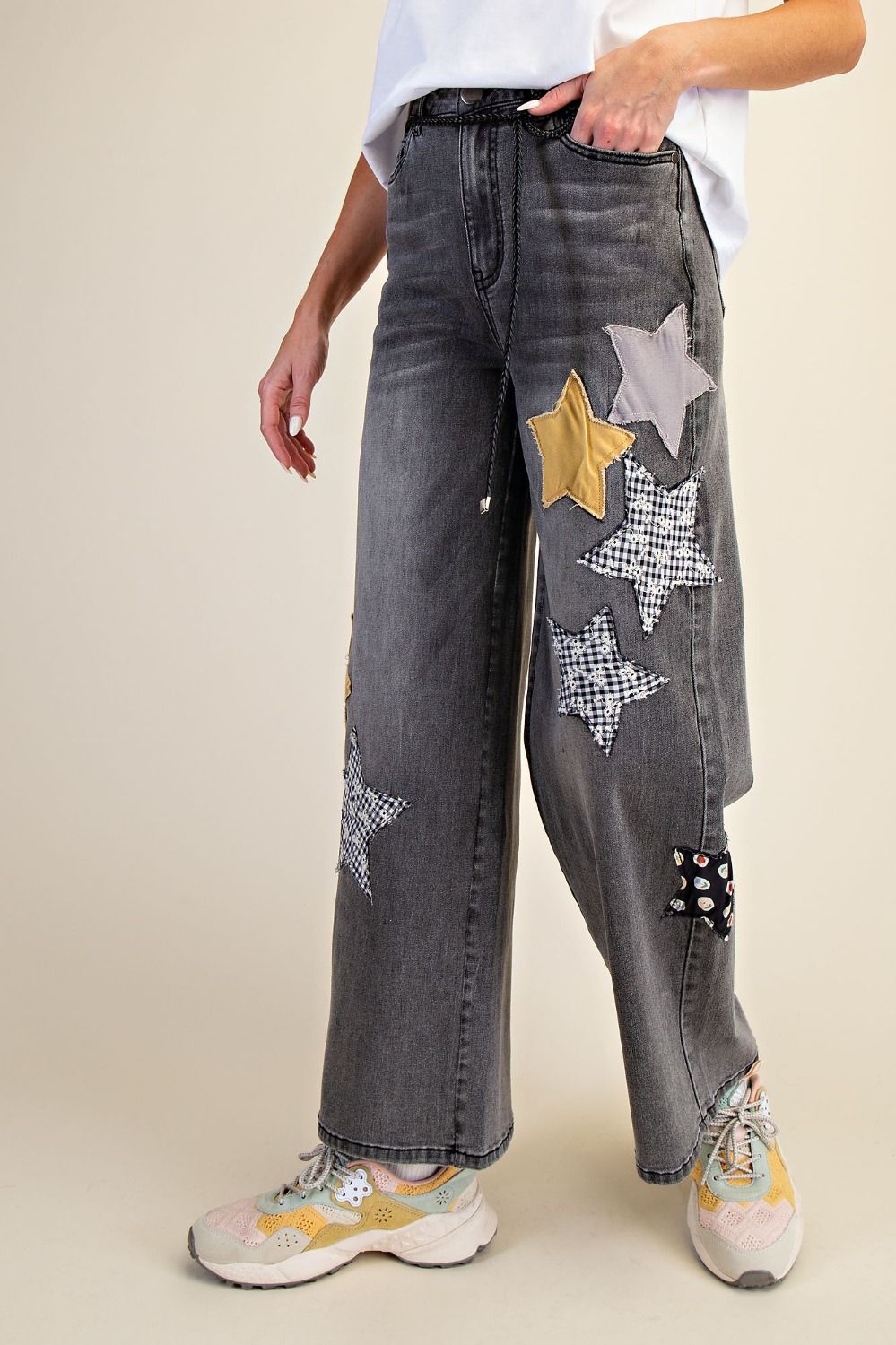 Easel Golden Star Denim Pants
