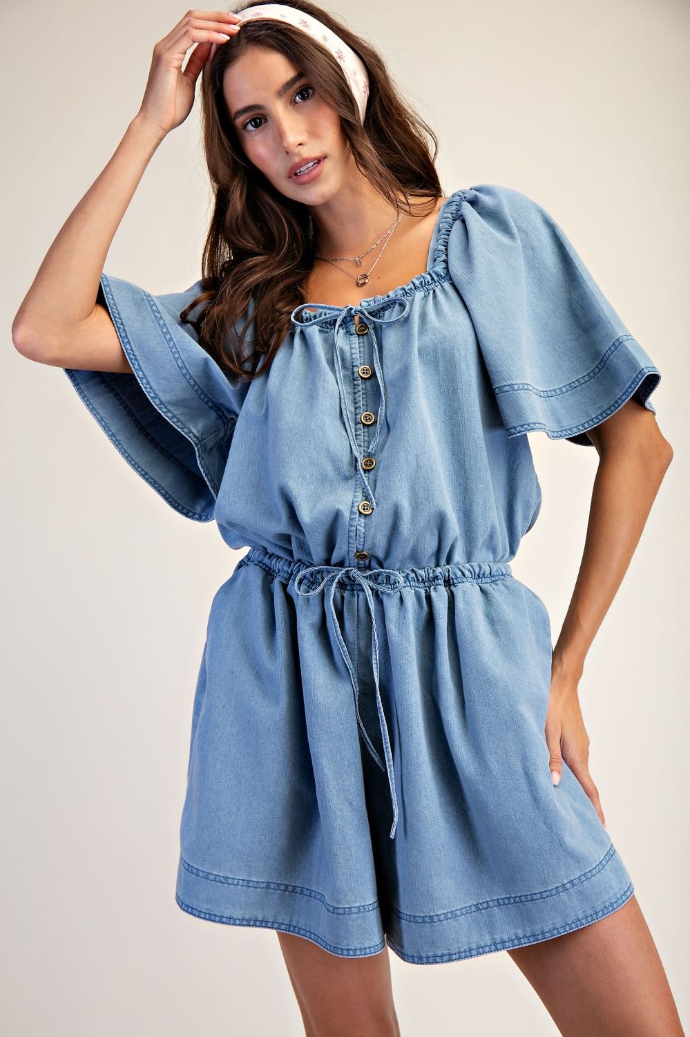 Easel Denim Daydream Romper