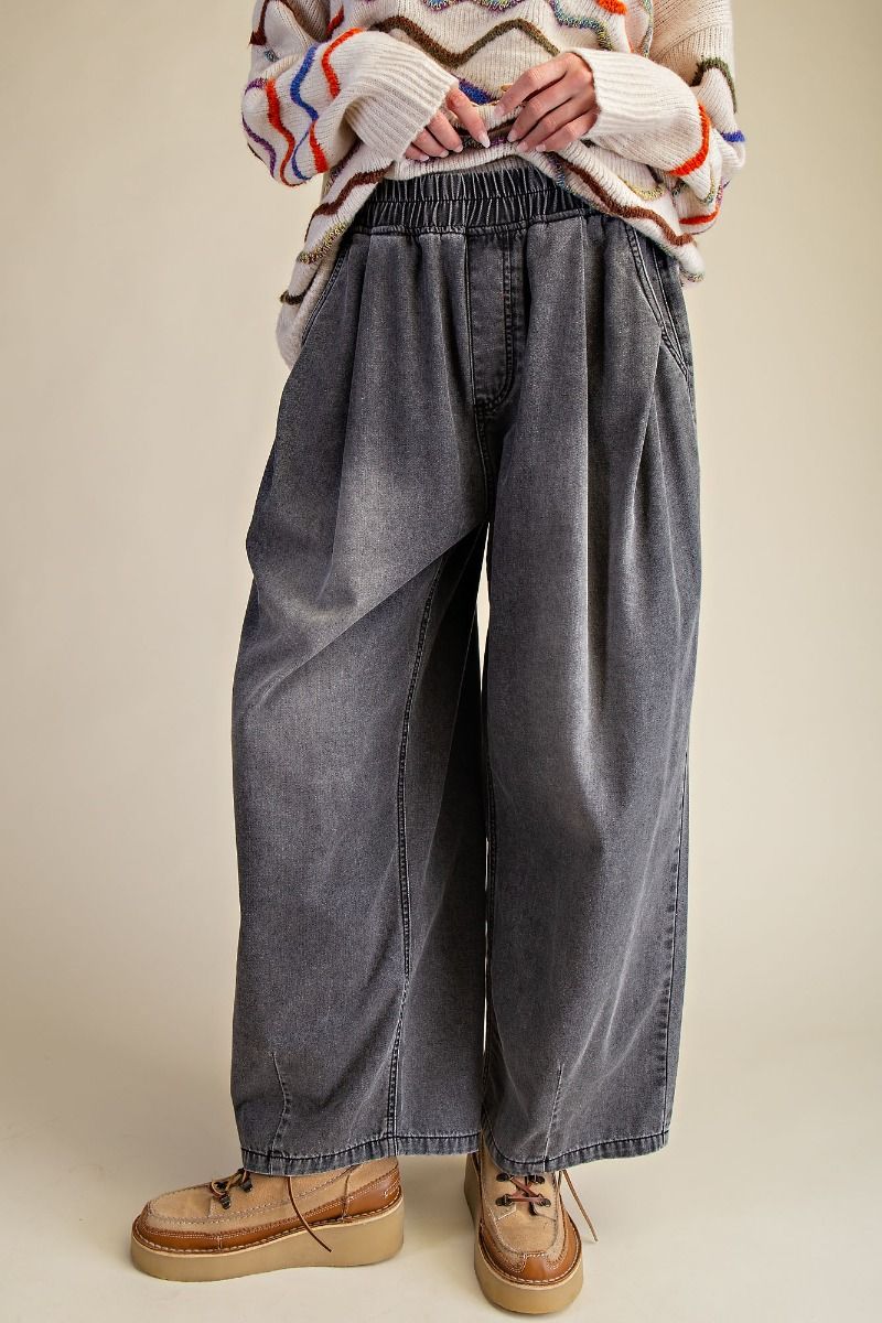 Easel Vintage Roads Wide Leg Denim Pants