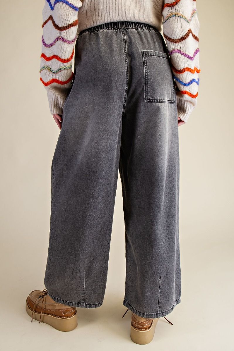 Easel Vintage Roads Wide Leg Denim Pants