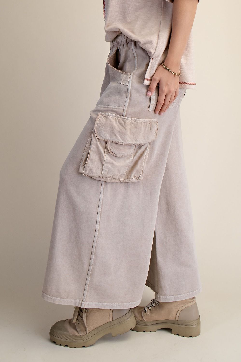 Easel The Mesa Terry Cargo Pants - Mushroom