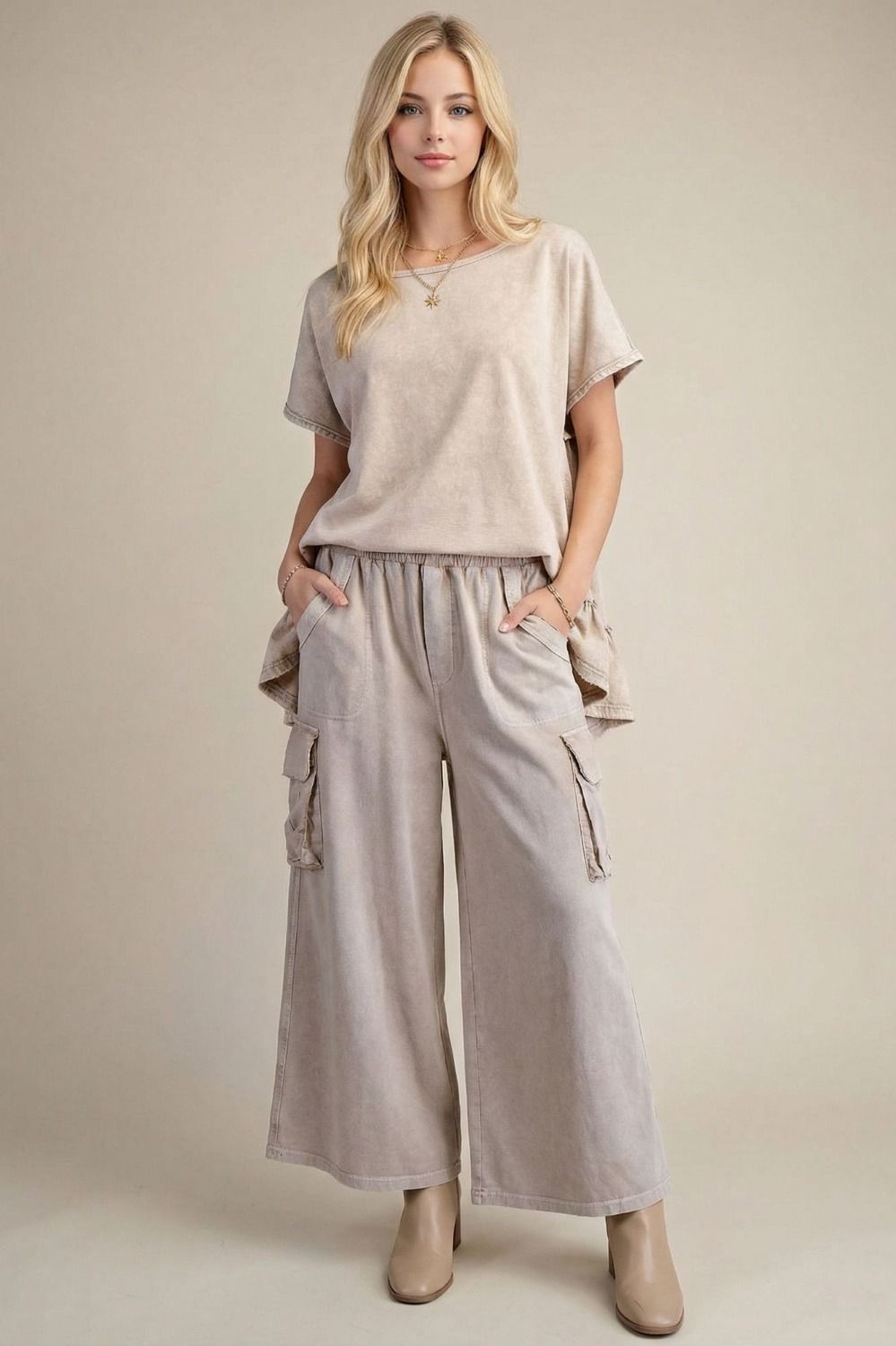 Easel The Mesa Terry Cargo Pants - Mushroom