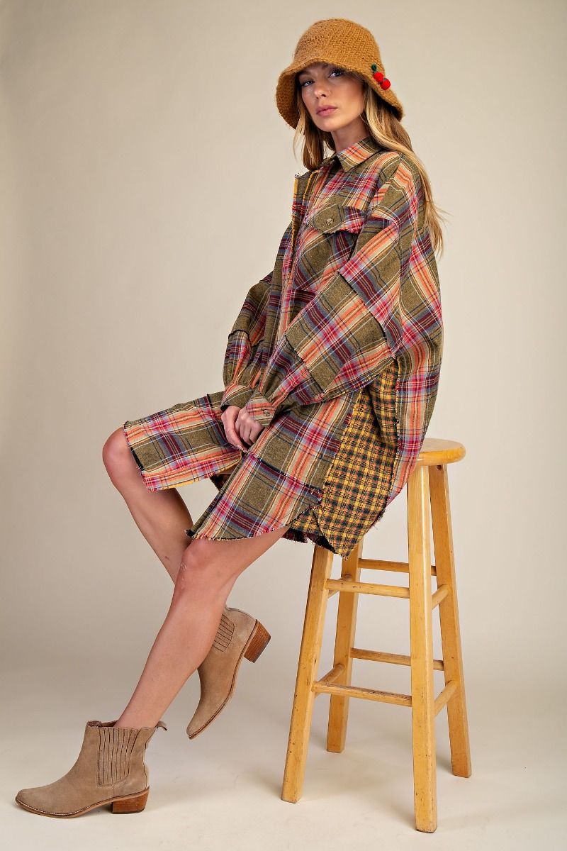 Easel Plaid Tunic Dress