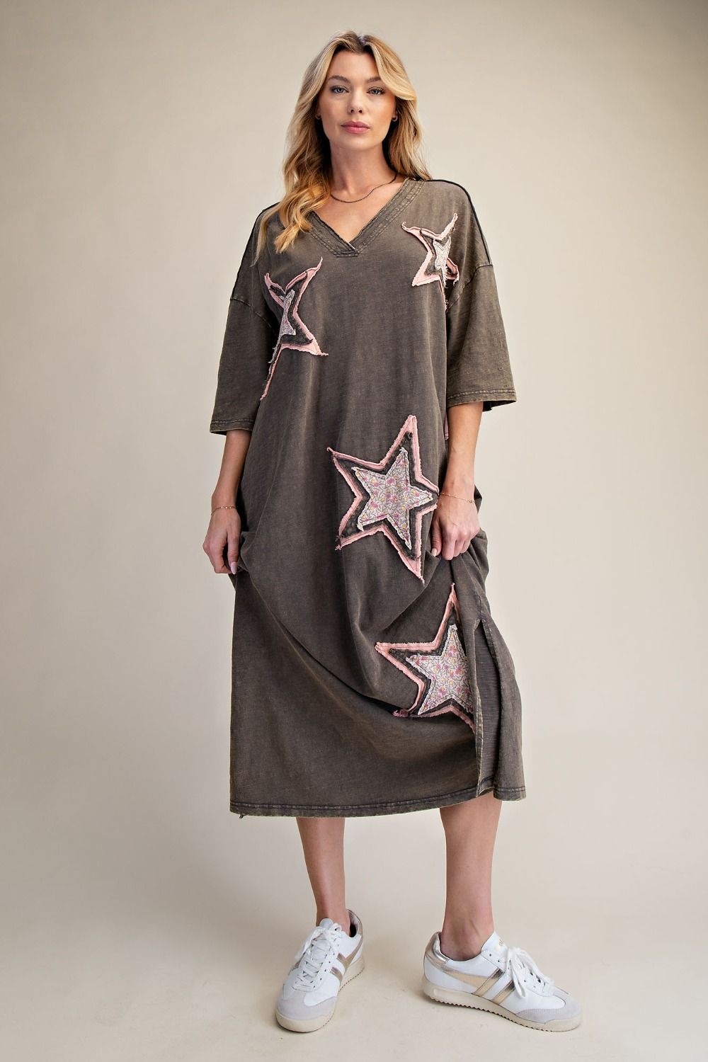 Easel Desert Star Midi Dress - Ash
