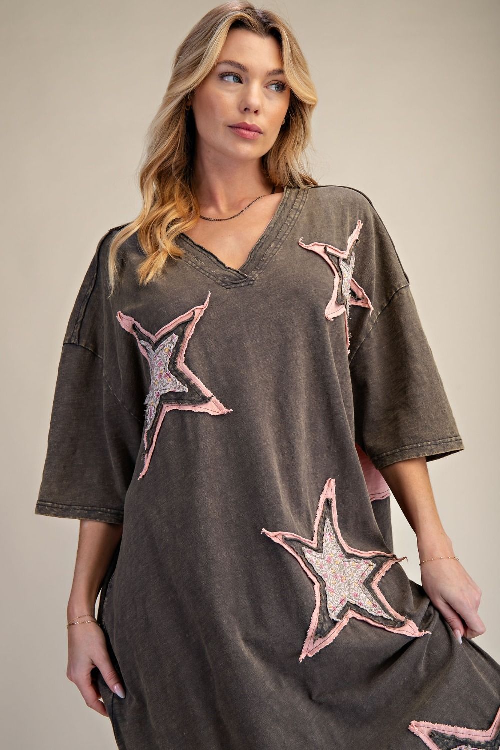 Easel Desert Star Midi Dress - Ash