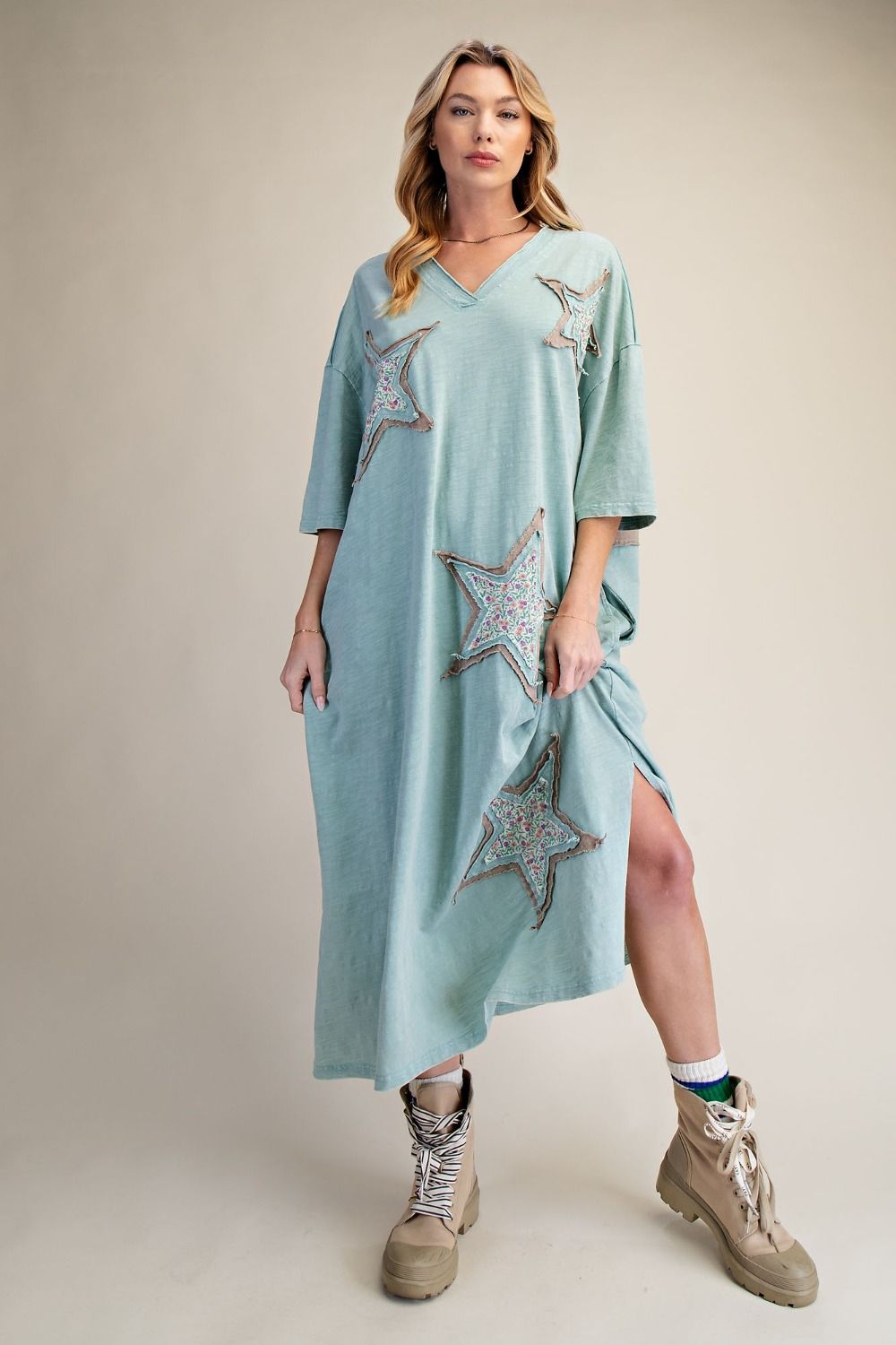 Easel Desert Star Midi Dress - Sage
