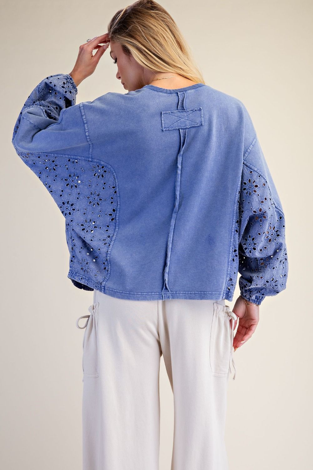 Easel Bluebell Crochet Bloom Sweatshirt