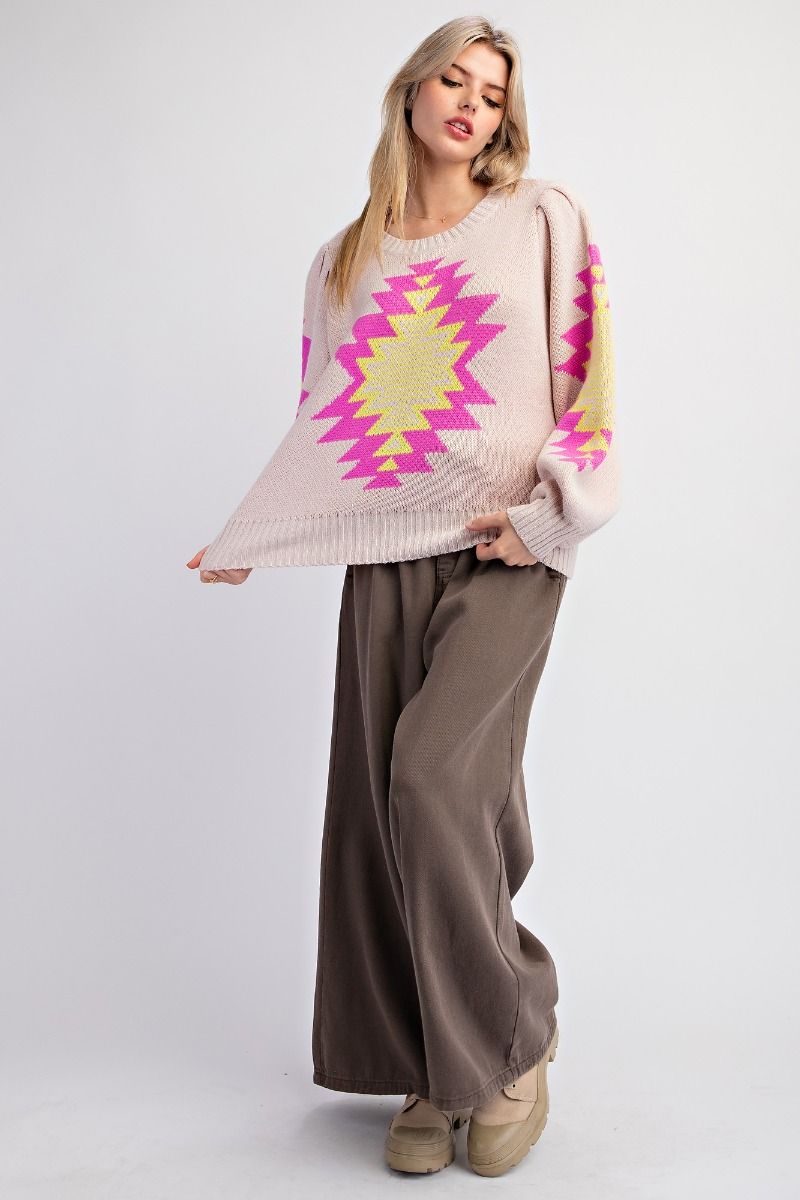Easel Aztec Print Sweater
