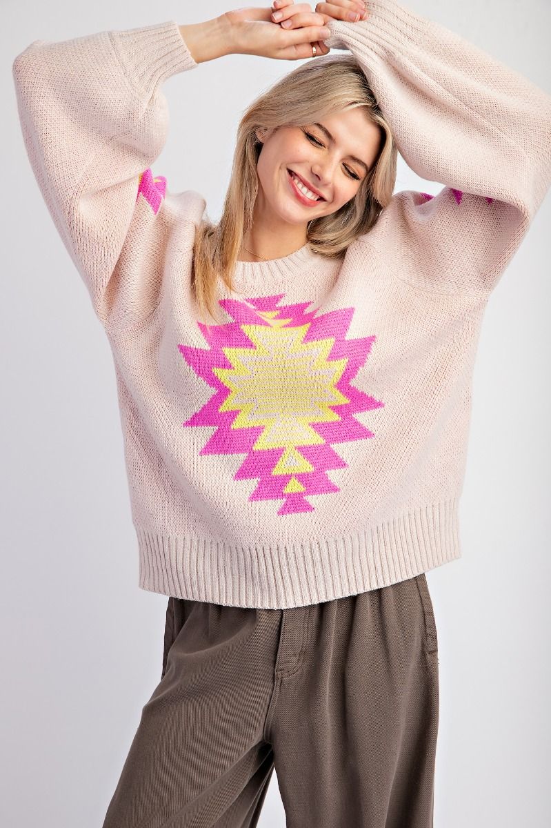 Easel Aztec Print Sweater