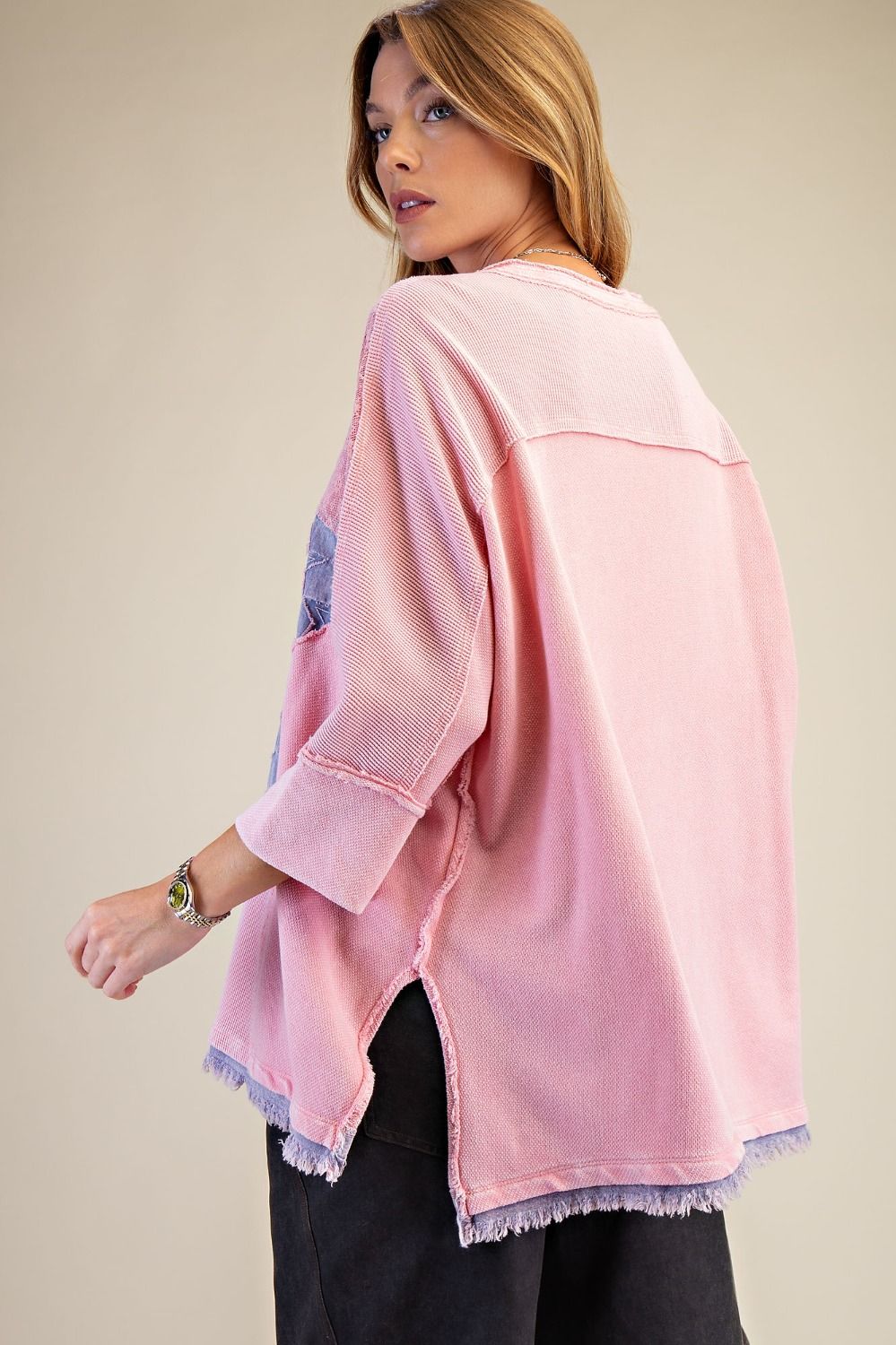 Easel Wild Sky Patch Terry Top