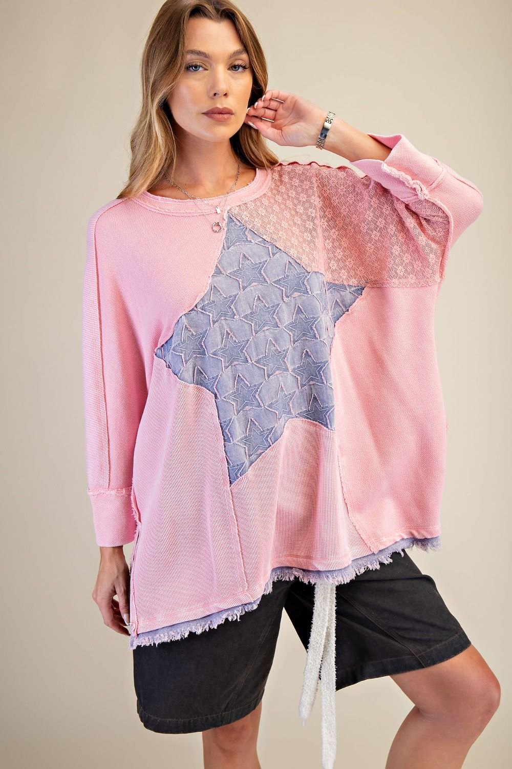 Easel Wild Sky Patch Terry Top