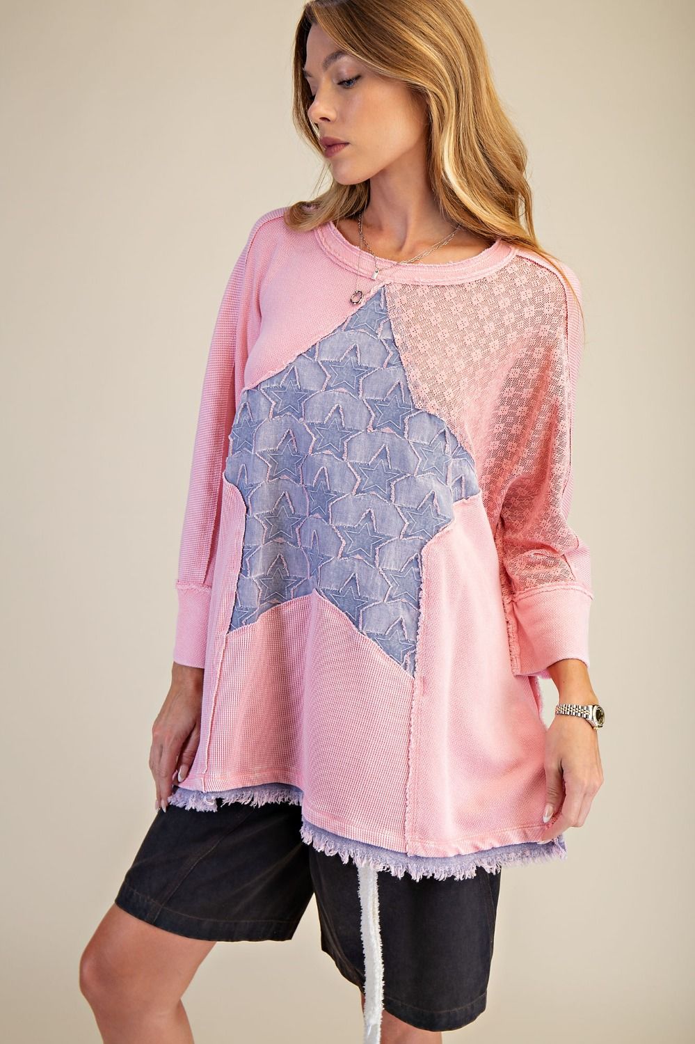 Easel Wild Sky Patch Terry Top