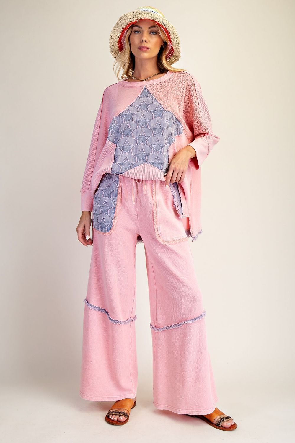 Easel Wild Sky Patch Terry Top