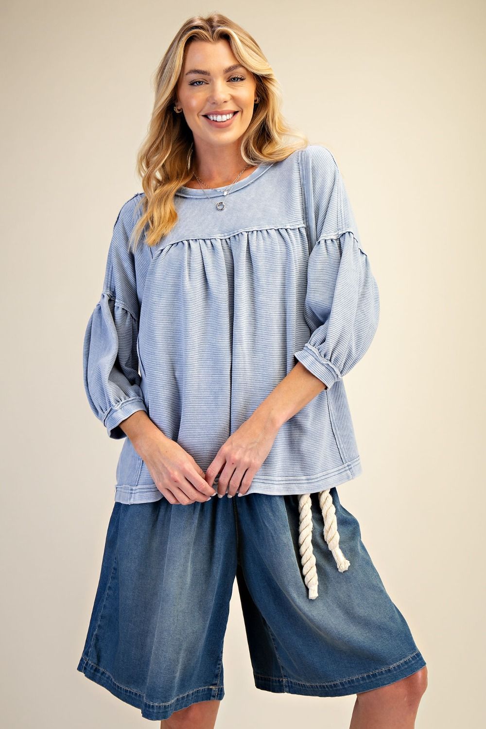 Easel The Sierra Babydoll Top - Blue