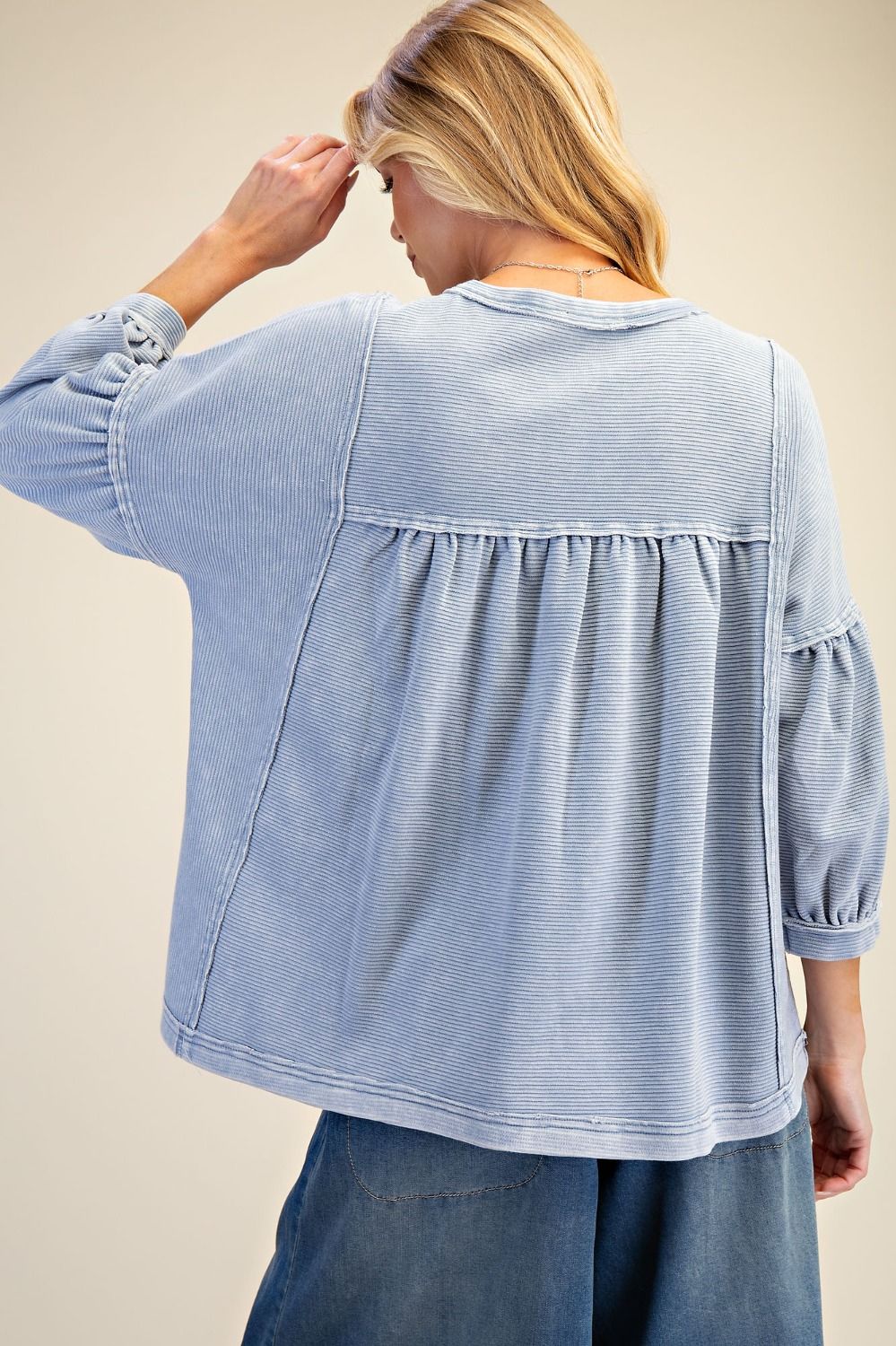 Easel The Sierra Babydoll Top - Blue