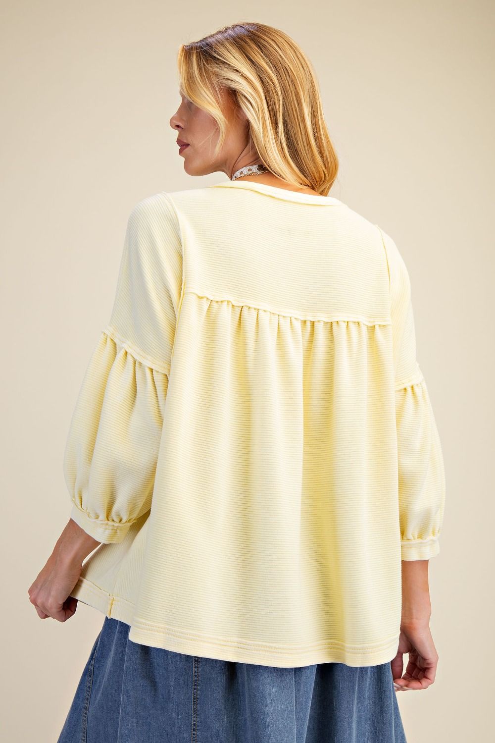 Easel The Sierra Babydoll Top - Lemon
