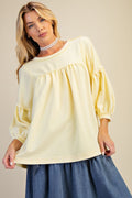 Easel The Sierra Babydoll Top - Lemon
