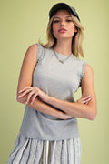 Easel The Fleur Fit Rib Tank - Heather Gray