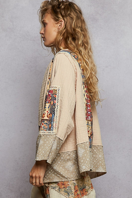 POL Desert Bloom Paisley Patchwork Jacket