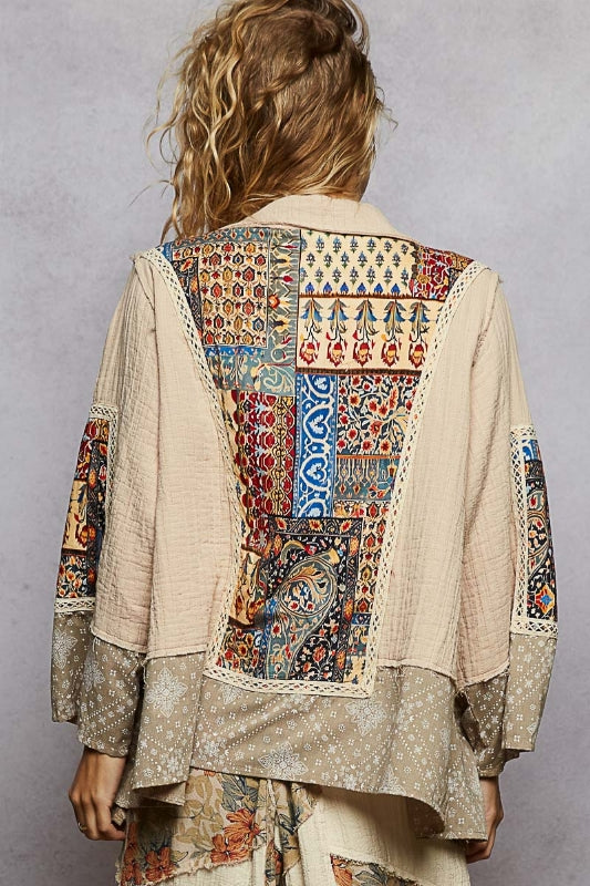 POL Desert Bloom Paisley Patchwork Jacket