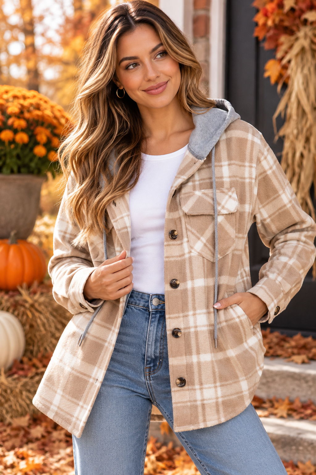 Harvest Plaid Hooded Shacket