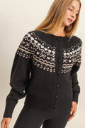 Fair Isle Cardigan - Black