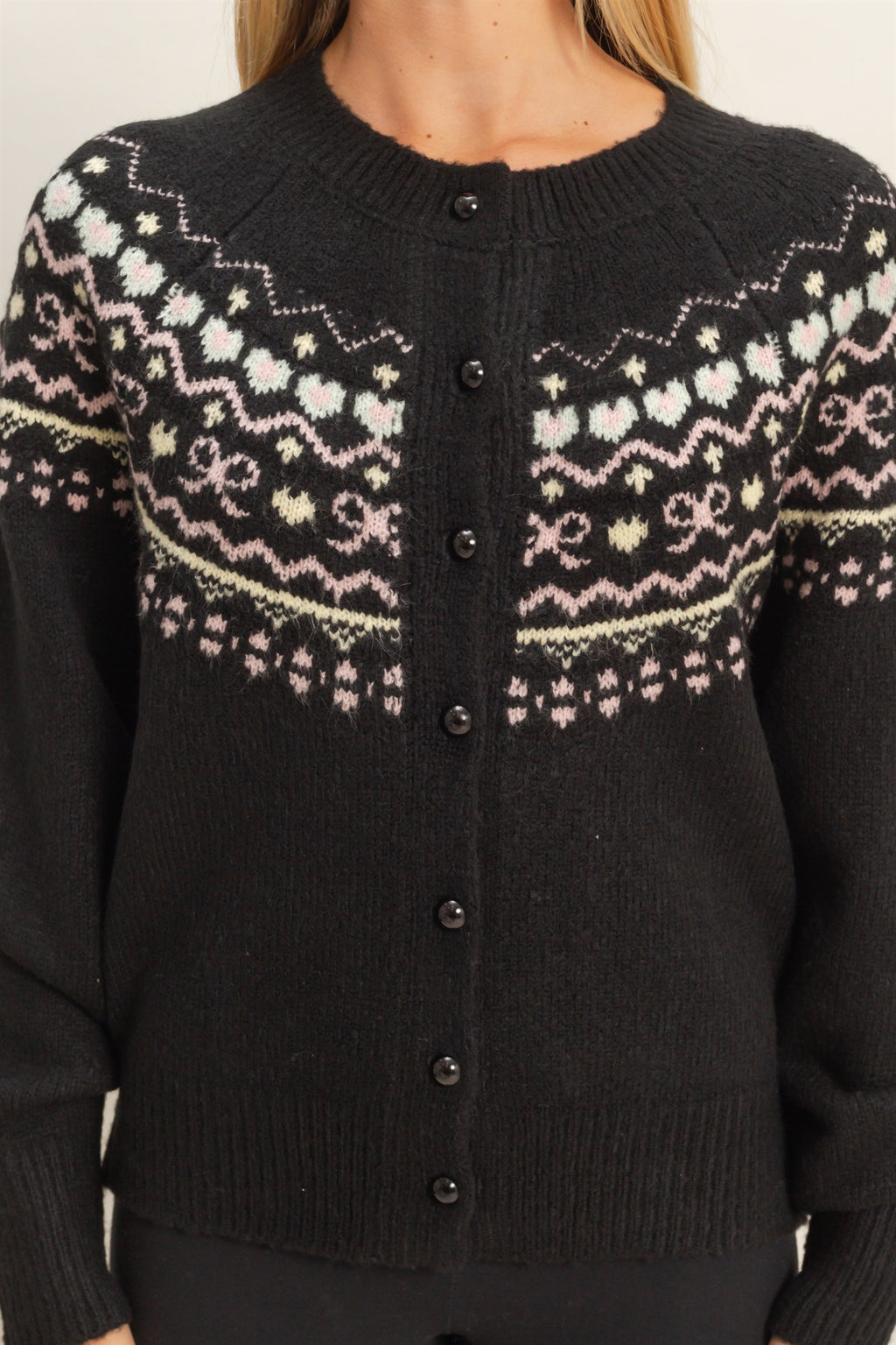 Fair Isle Cardigan - Black