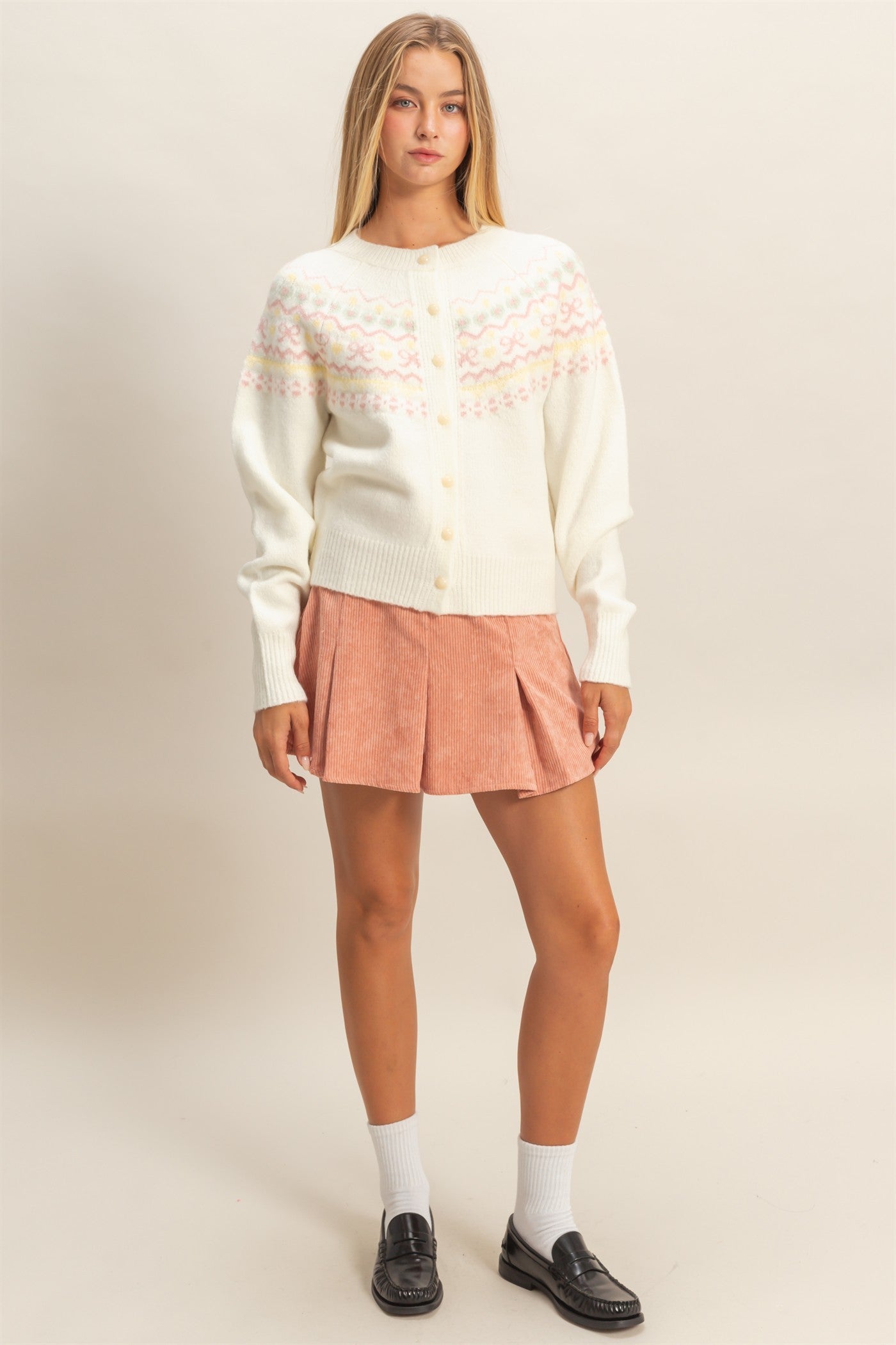 Fair Isle Cardigan - Cream