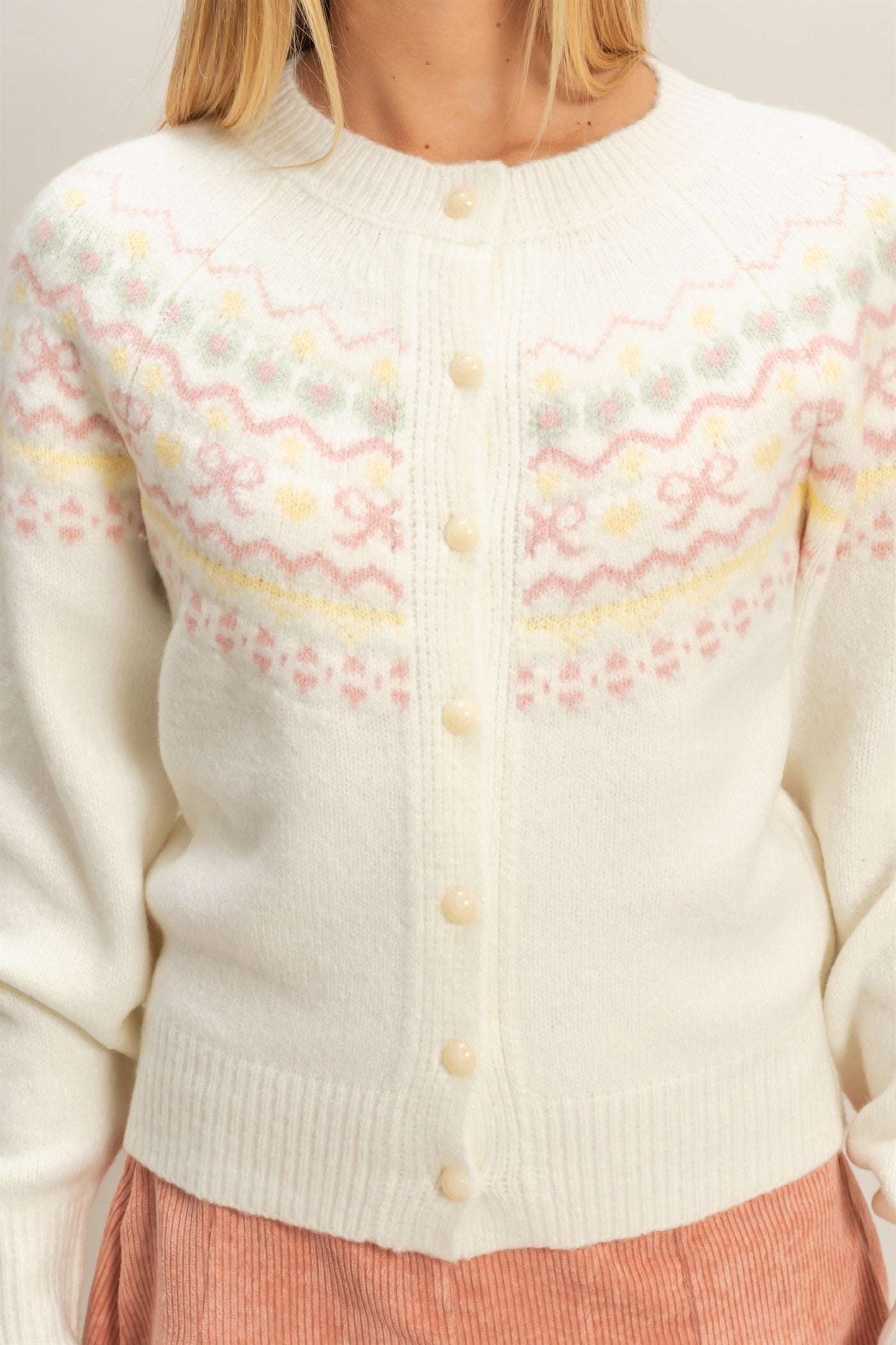 Fair Isle Cardigan - Cream