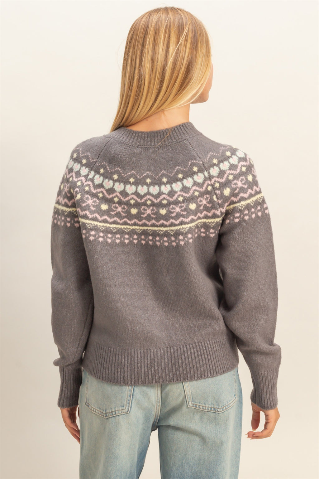 Fair Isle Cardigan - Gray