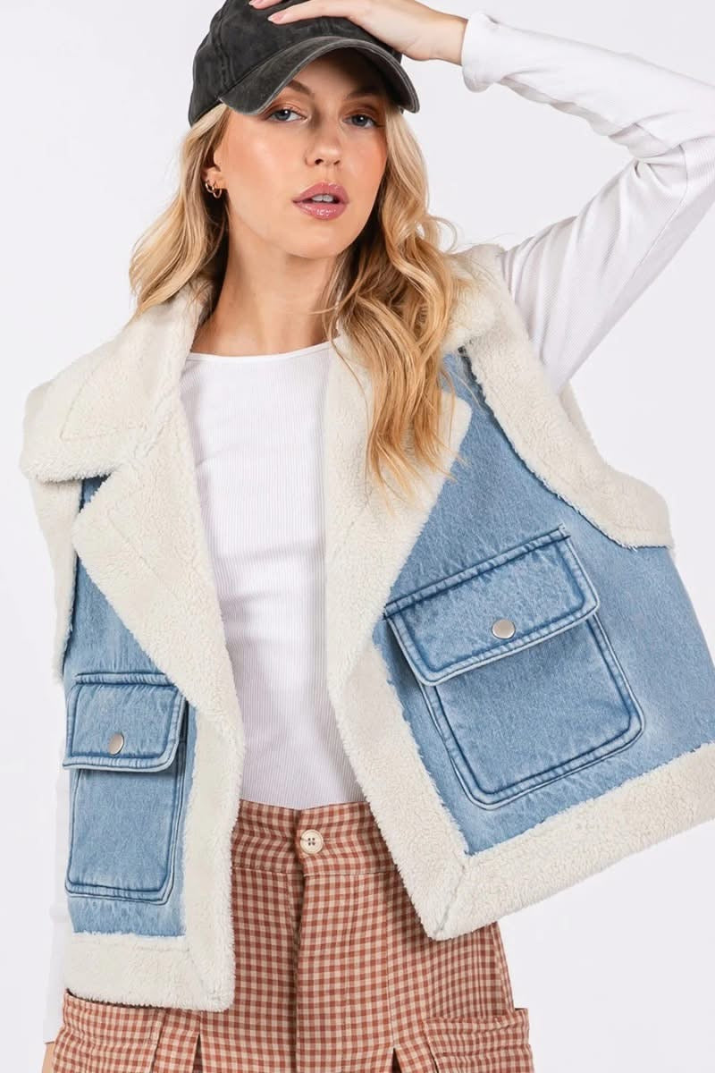 Sherpa Denim Vest