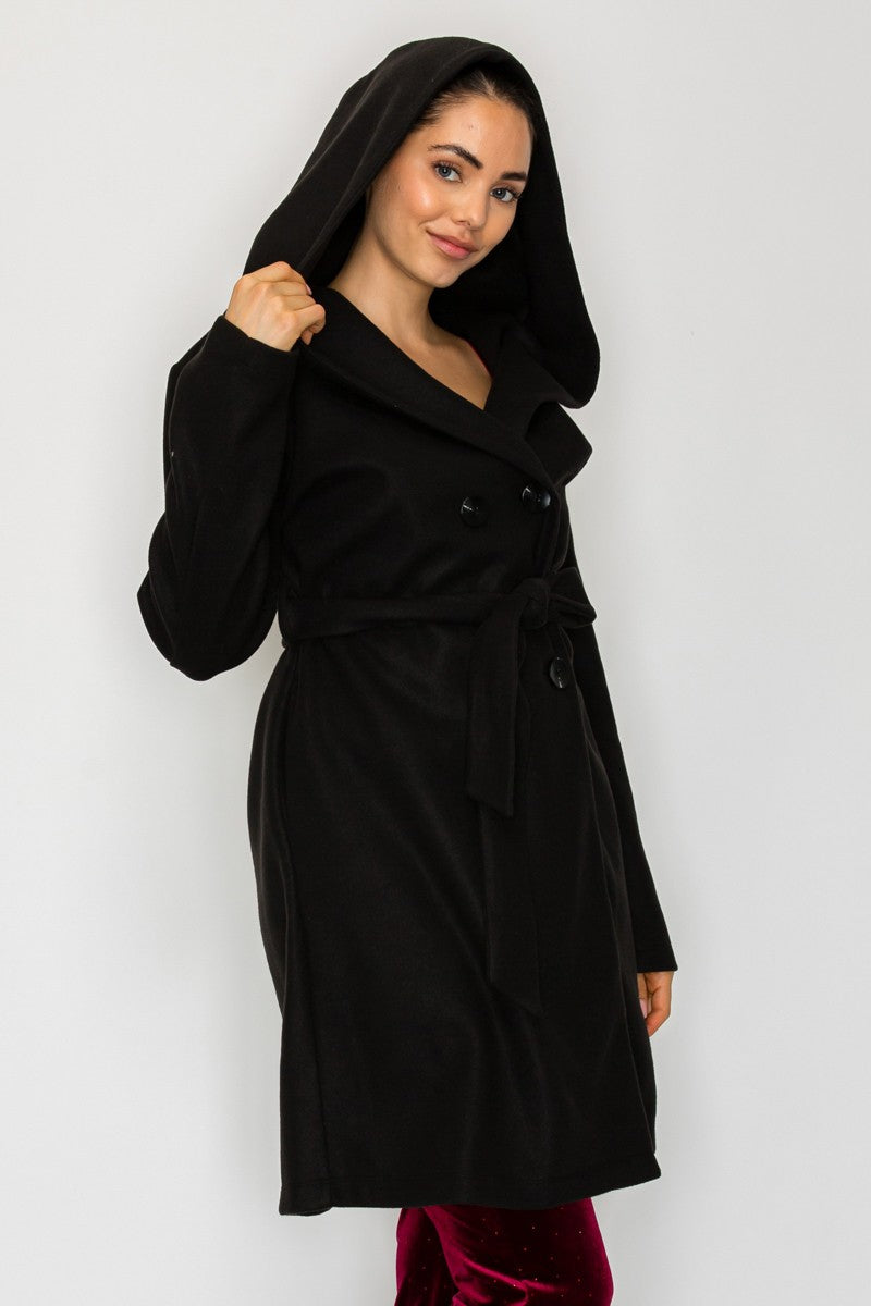 Double Breasted Coat - Black