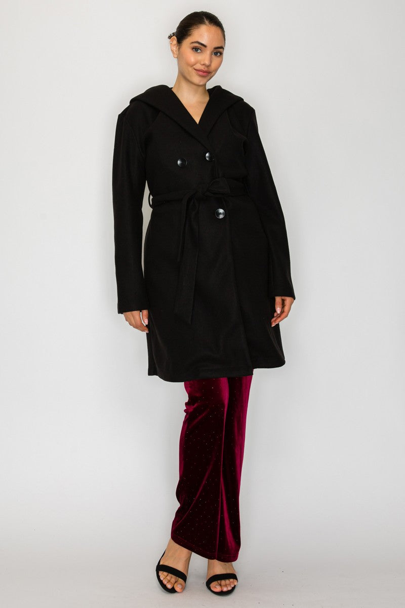 Double Breasted Coat - Black