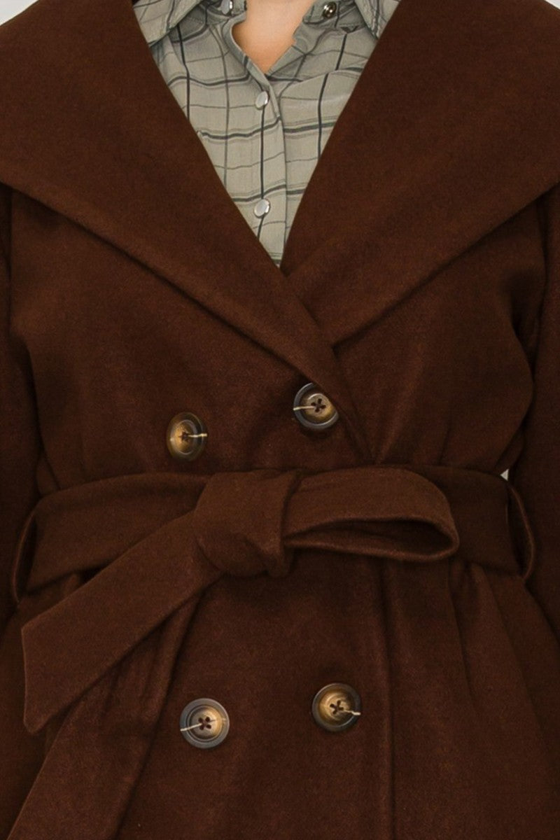 Double Breasted Coat - Chocolate