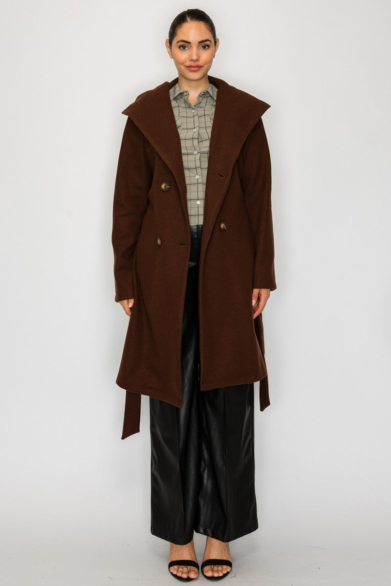 Double Breasted Coat - Chocolate