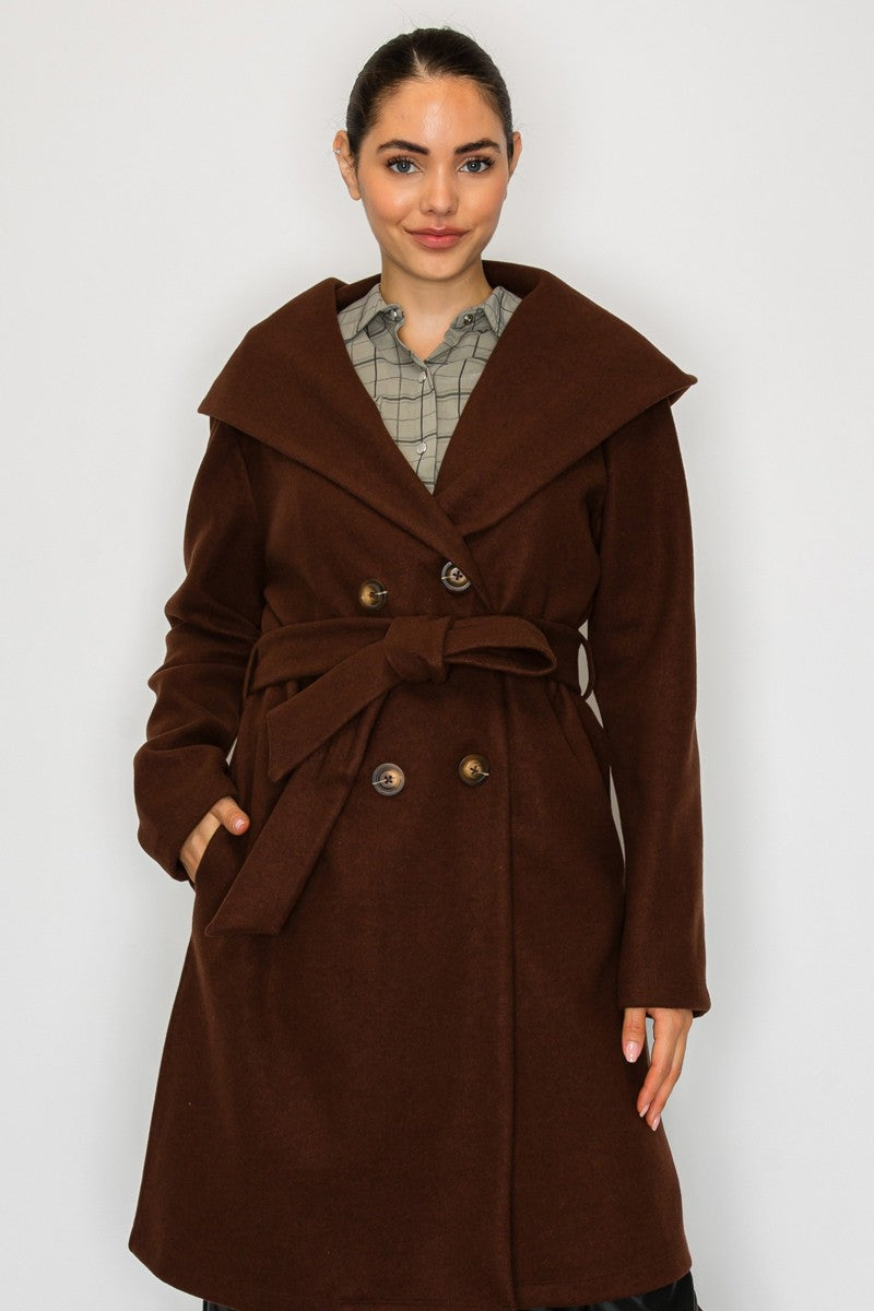 Double Breasted Coat - Chocolate