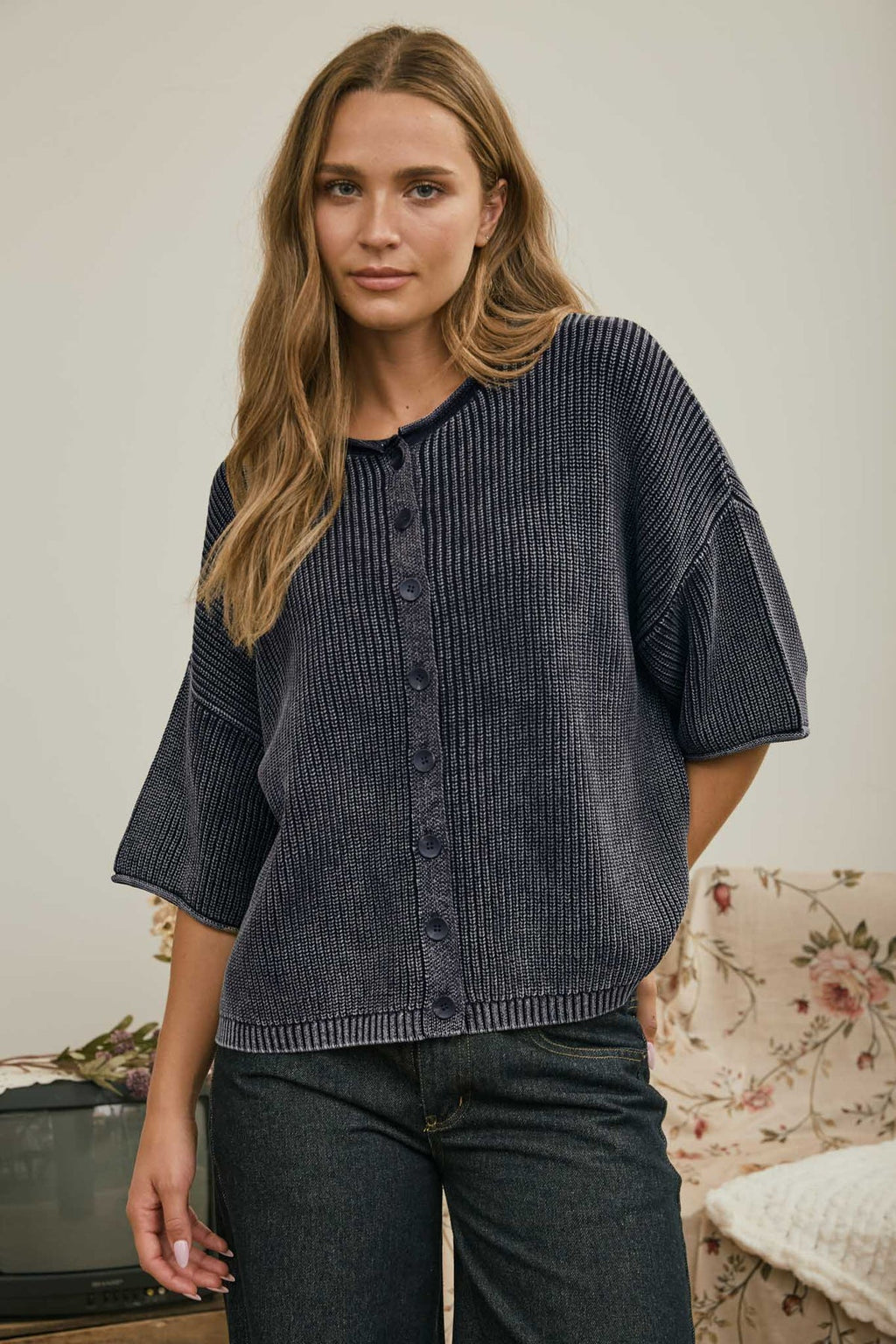 Willow Washed Ribbed Cardigan