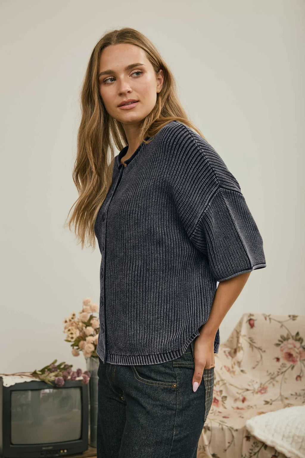 Willow Washed Ribbed Cardigan