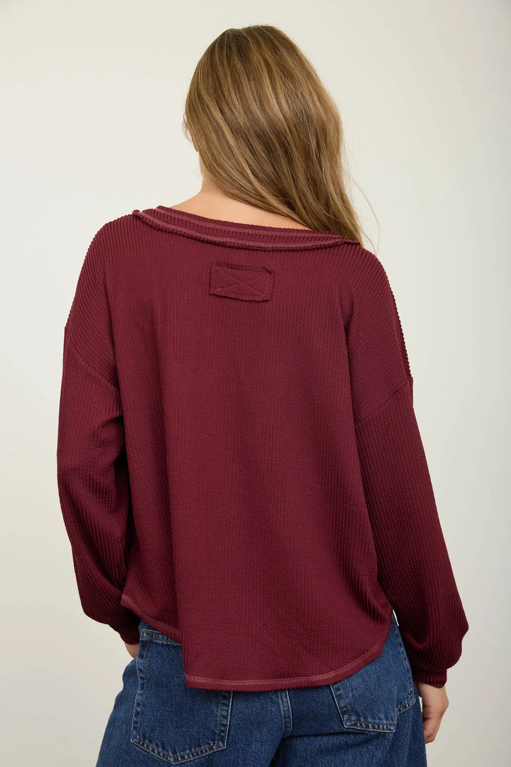 Free Spirit Textured Knit Top - Burgundy