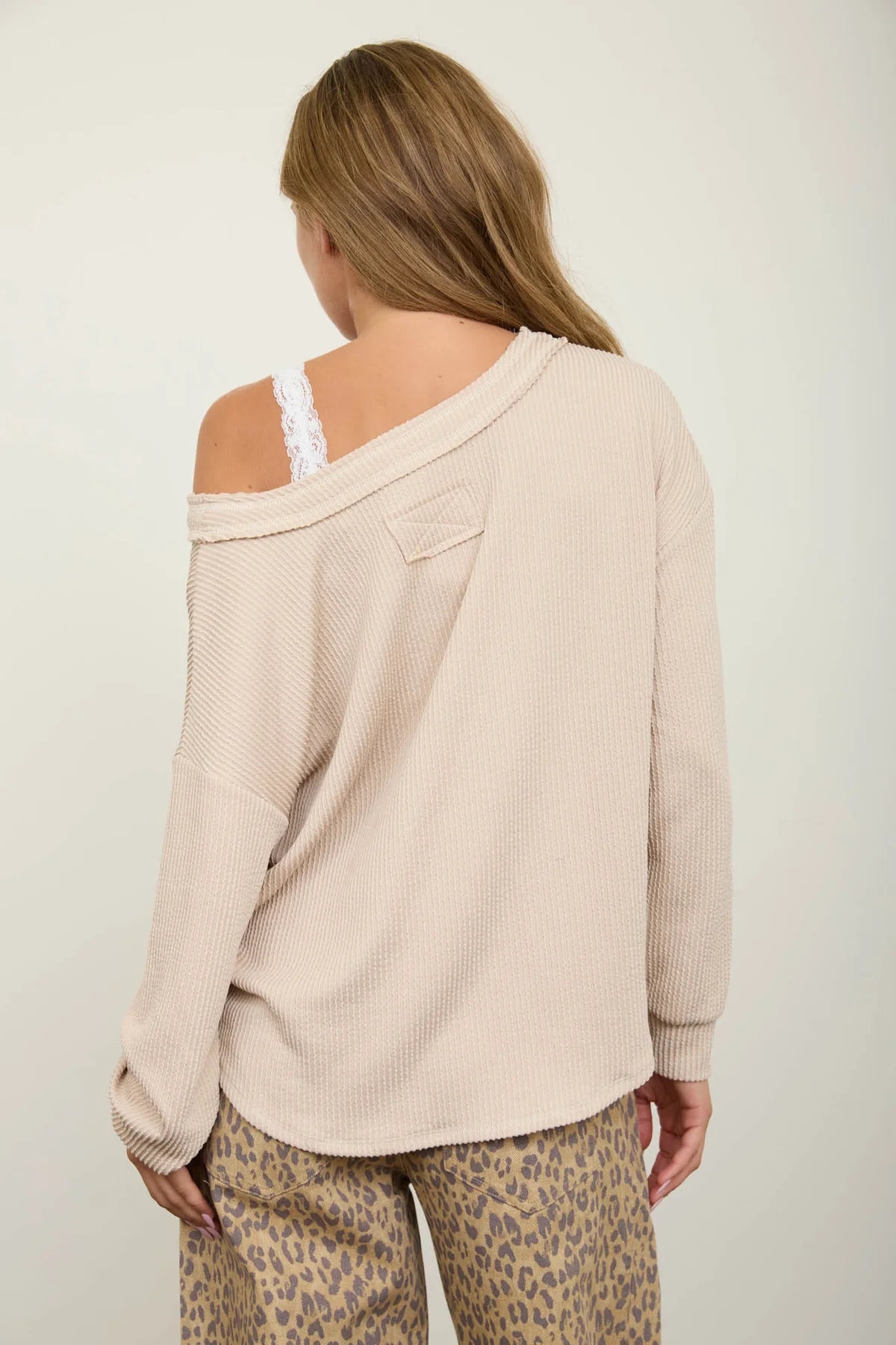 Free Spirit Textured Knit Top - Beige