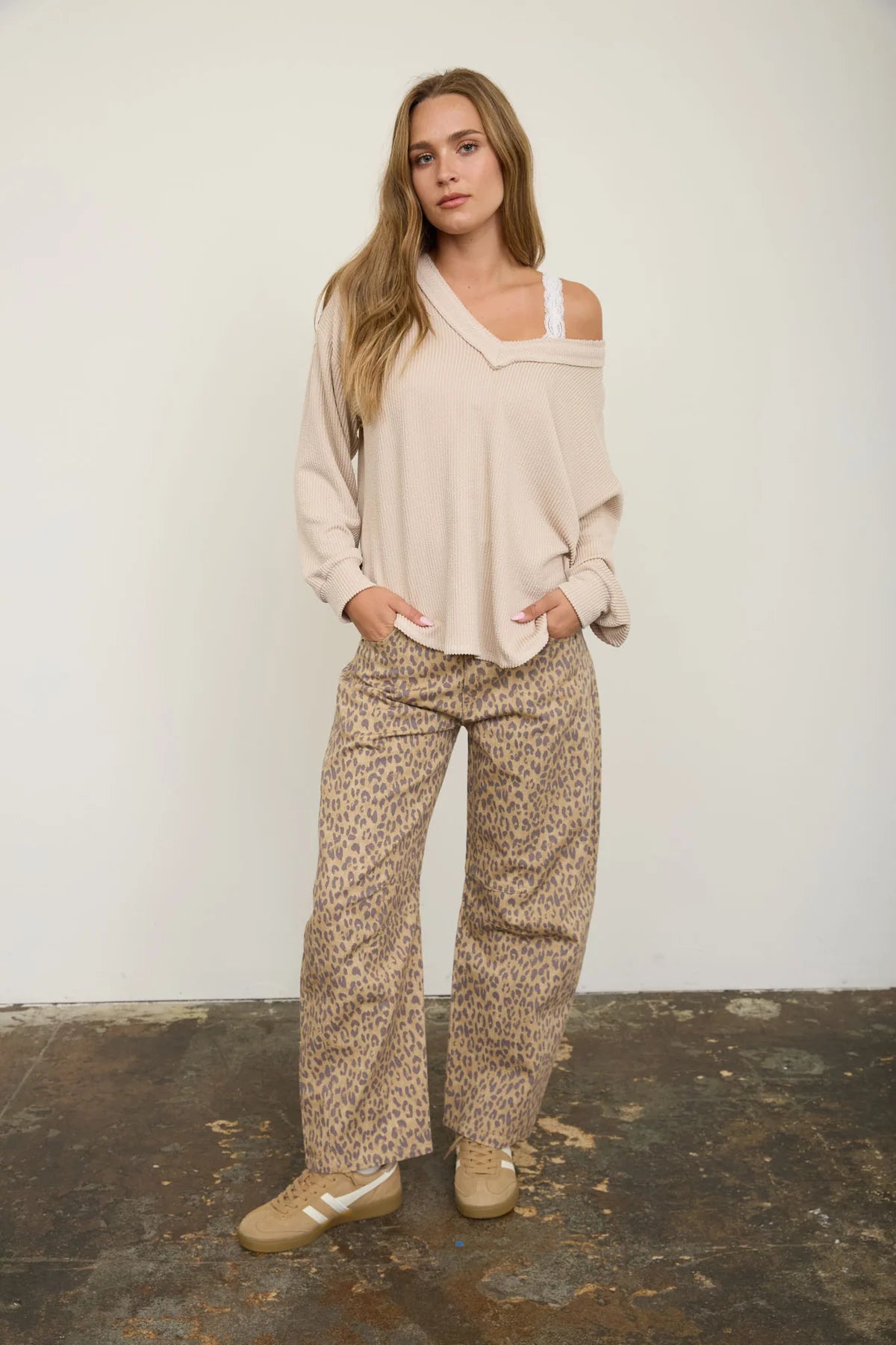 Free Spirit Textured Knit Top - Beige