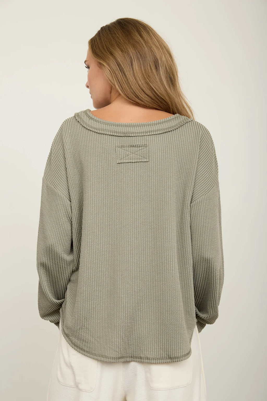 Free Spirit Textured Knit Top - Olive