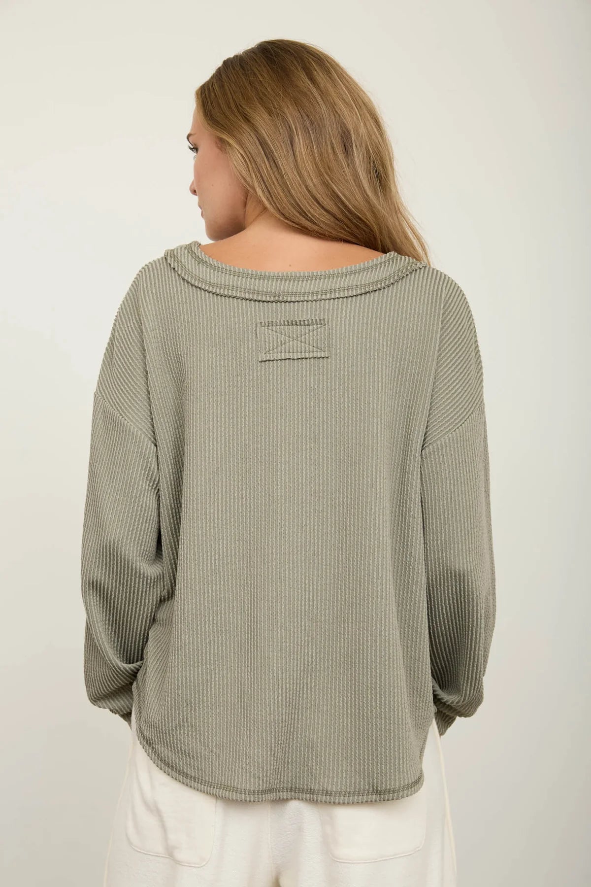 Free Spirit Textured Knit Top - Olive