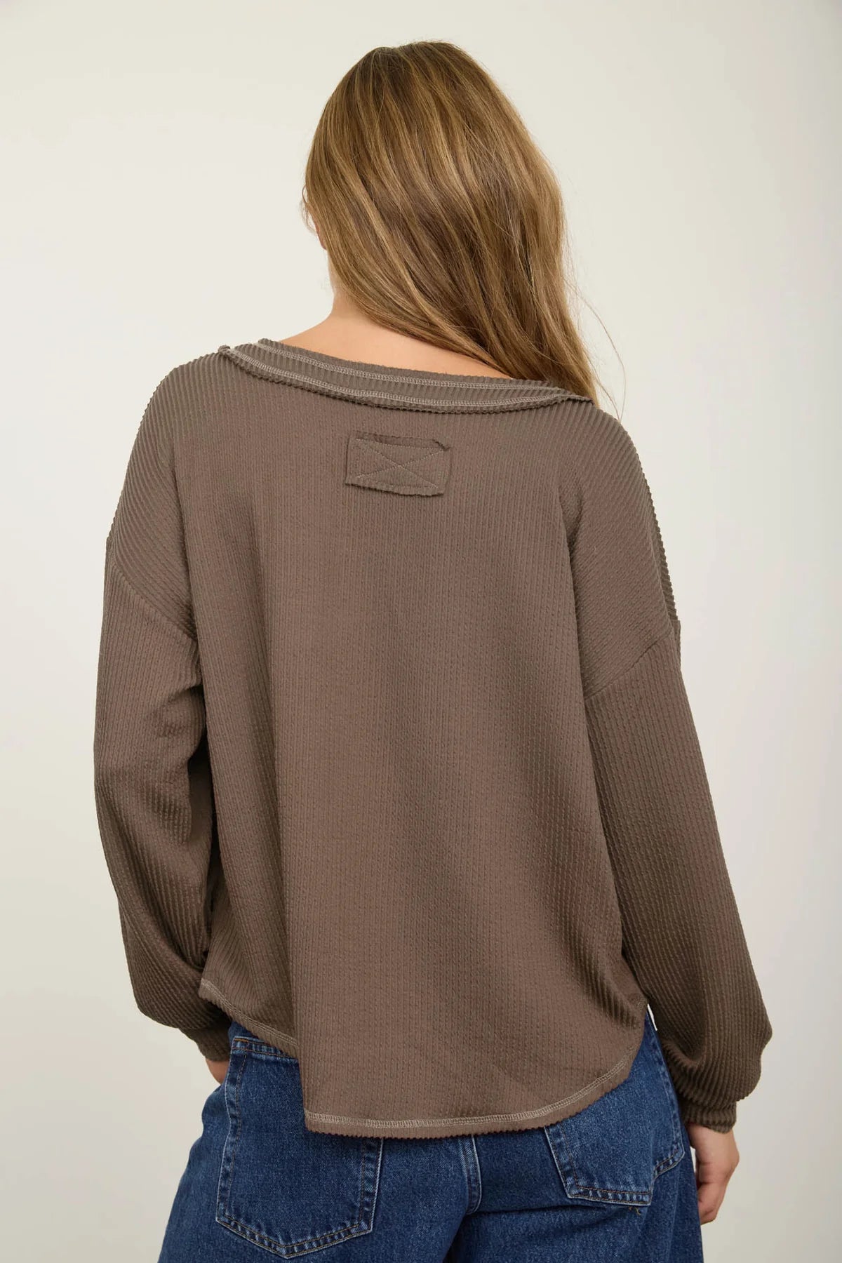 Free Spirit Textured Knit Top - Mocha