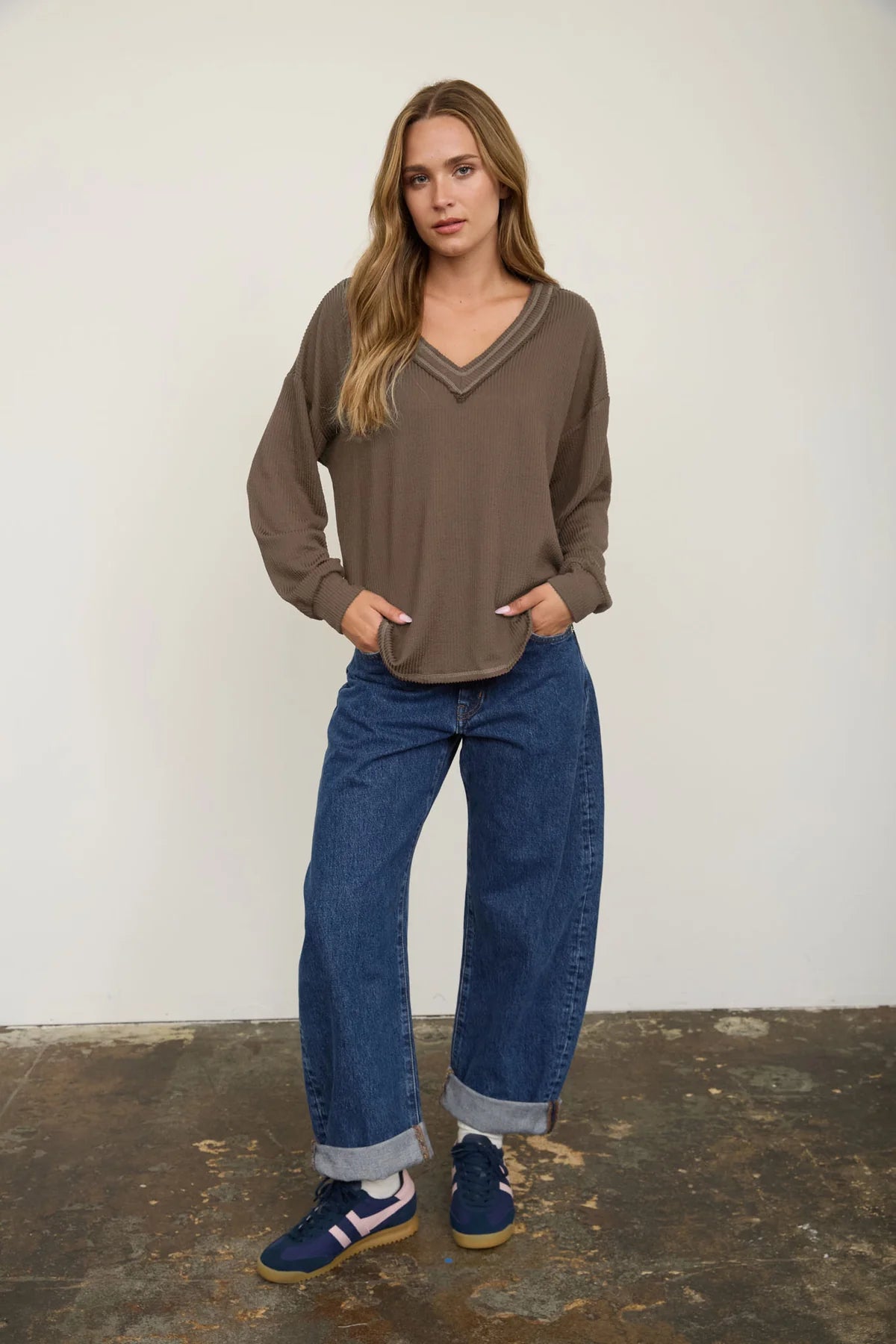 Free Spirit Textured Knit Top - Mocha