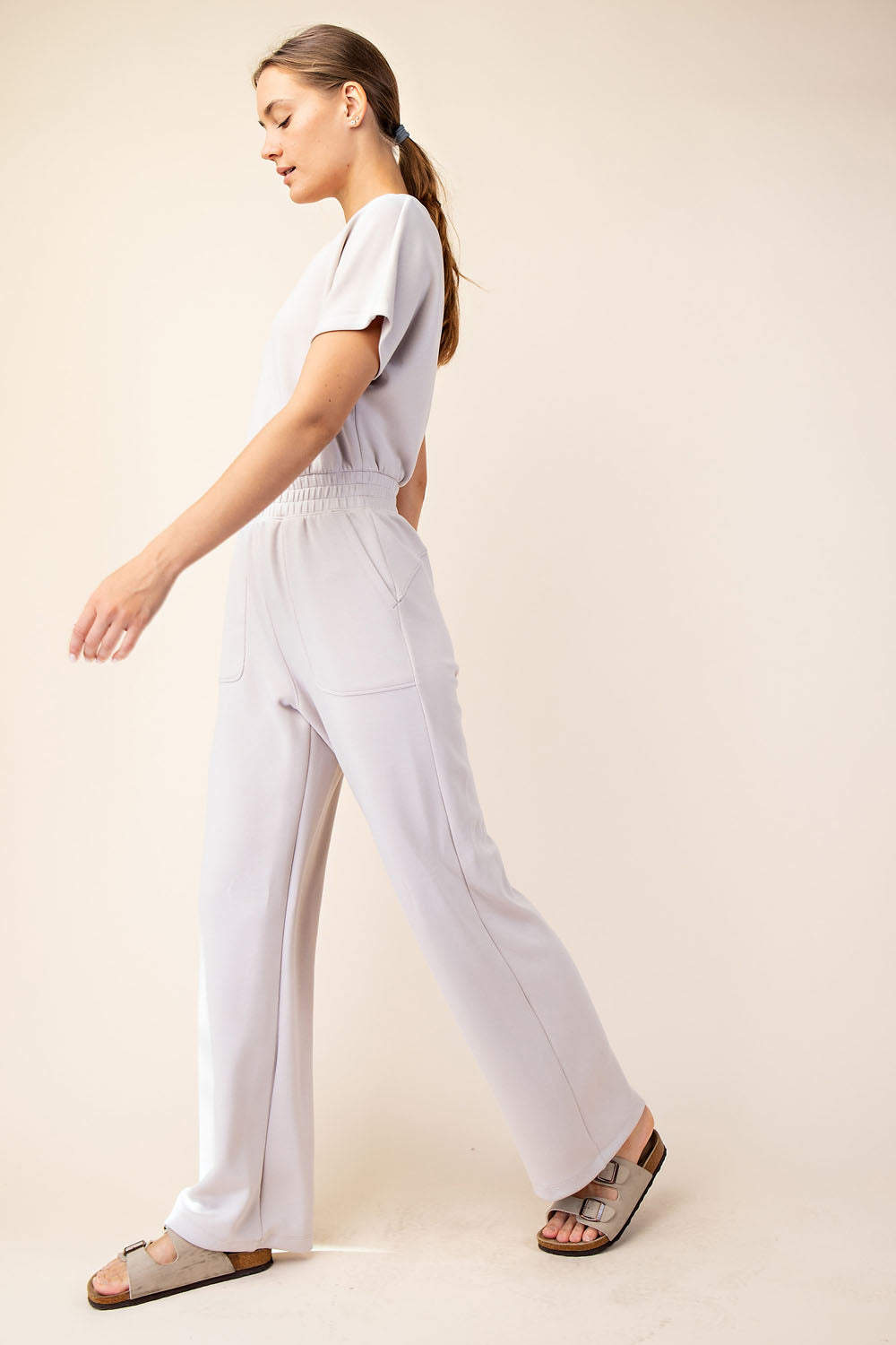 Luxe Bloom Jumpsuit - Mocha Cream