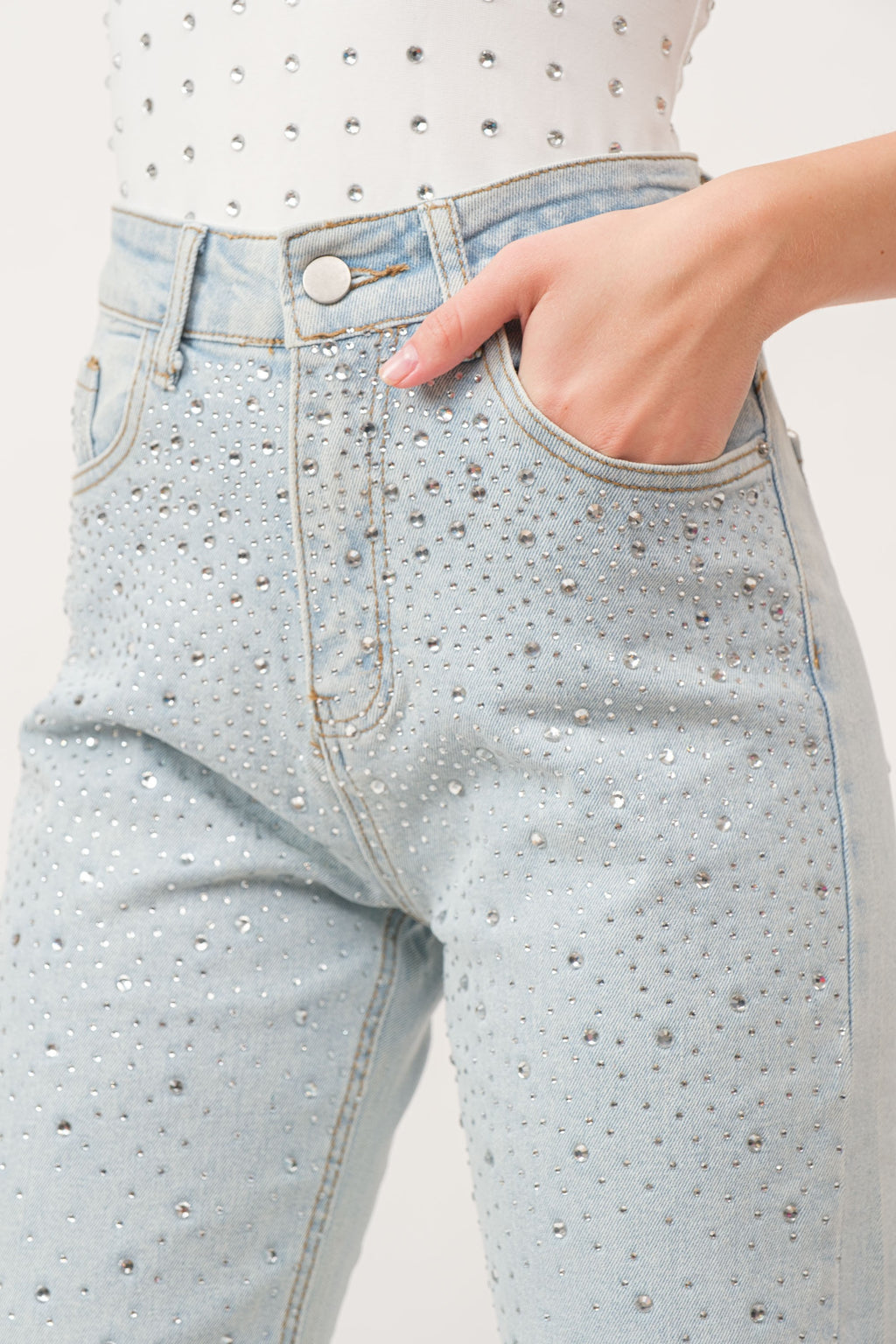 Rhinestone Wide Leg Jeans
